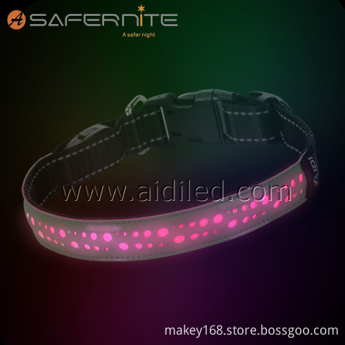 Christmas Leather Led Flashing Light Pet Dog Collar